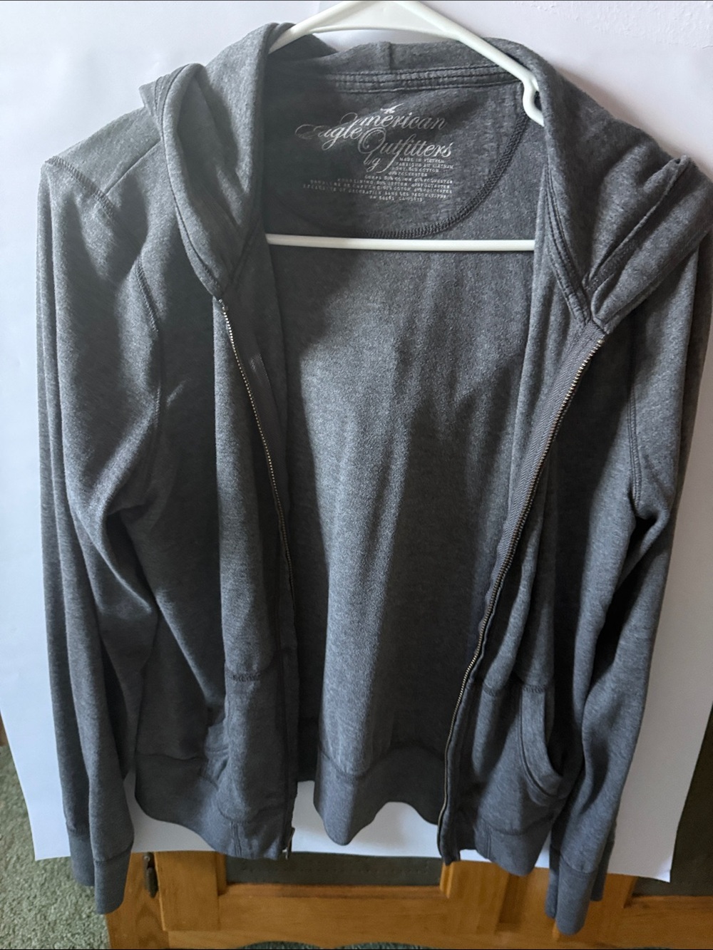 American Eagle Outfitters Charcoal Gray Zip Hoodie Jacket large EUC